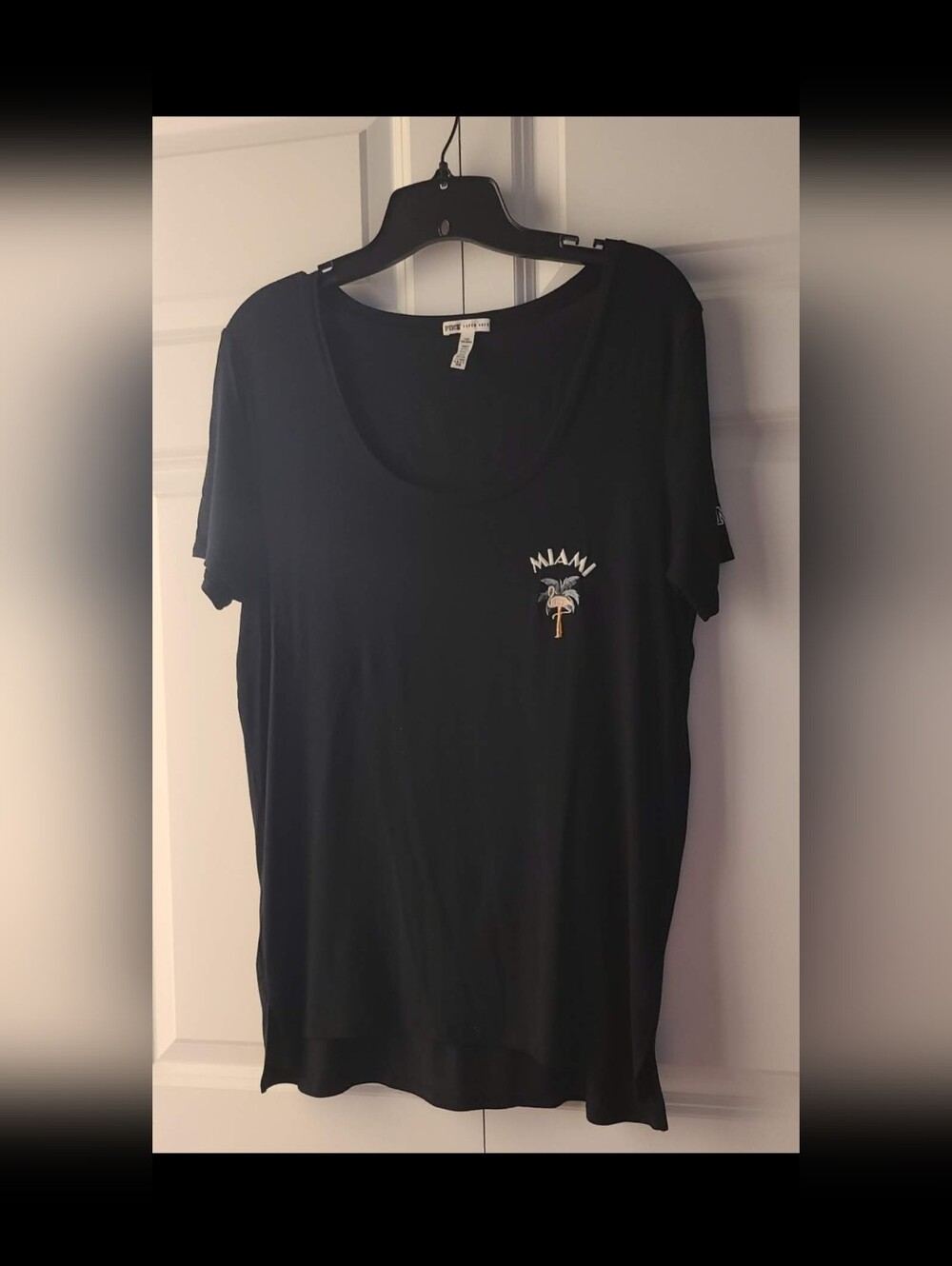 PINK Victoria's Secret Miami Graphic Tee Black Size Large - Picture 3 of 6